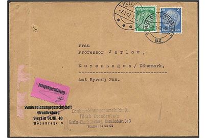 25 pfennig på brev fra Berlin, Tyskland, d. 2.1.1942 til Hellerup. Merkat med Til Returpostkontoret. Tysk censur.