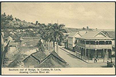Southern end of Bridge, St. Castries, St. Lucia, showing Castries River Etc. U/no. 