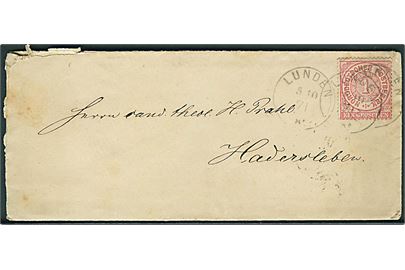 1 gr. på brev annulleret med enringsstempel Lunden d. 5.10.1871 til Haderslev.