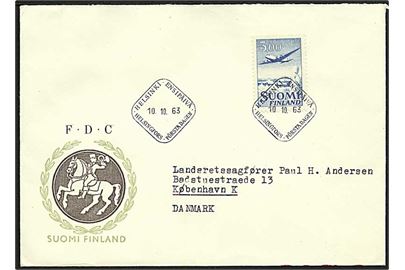 3 mk. Luftpost single på FDC fra Helsinki d. 10.10.1963 til København, Danmark.