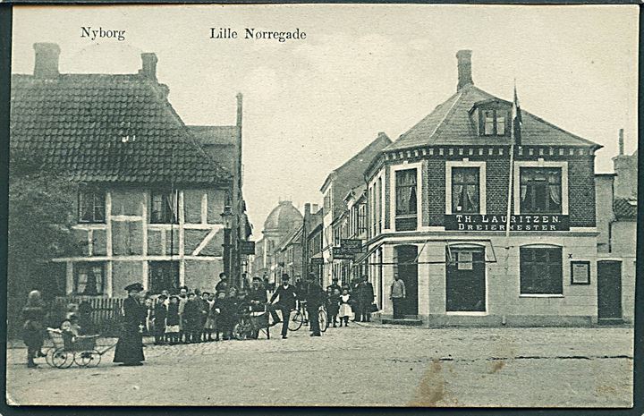 Nyborg, Lille Nørregade m. Th. Lauritzen Dreiermester. O. Nørmark no. 9976. Kvalitet 7