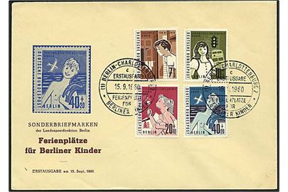 Komplet sæt Børne velgørenheds udg. på uadresseret FDC stemplet Berlin d. 15.9.1960.