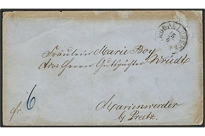 1863. Ufrankeret francobrev med antiqua stempel K.D.O.P.A. Lübeck d. 15.6.1863 til Marienwerder b. Preetz.