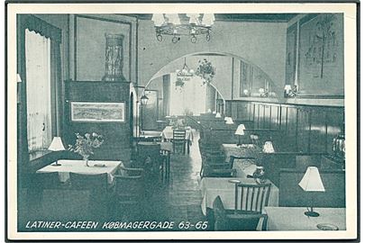 København. Latiner - Cafeen, Købmagergade 63 - 65. Reklamekort. U/no. 