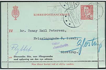 30 øre Fr. IX helsags korrespondancekort sendt lokalt i Glostrup d. 11.12.1961. Retur med flere stempler.