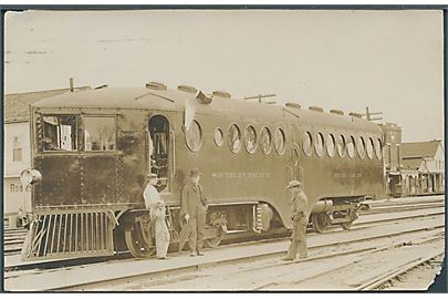 Southern Pacific Motor Car 29. Lokomotiv. Fotokort med beskadigede hjørner.