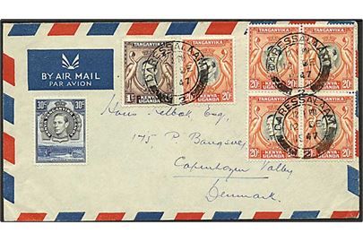Blandingsfrankeret luftpostbrev fra Daressalam d. 12.12.1947 til København, Danmark.