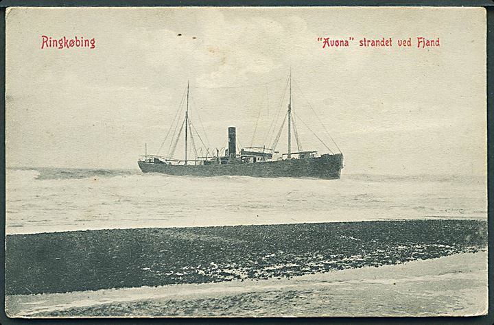 Norge. “Avona”, S/S, efter den tragiske stranding ved Fjand hvor 24 mand omkom 31.1.1903. Warburg 1873. Kvalitet 7