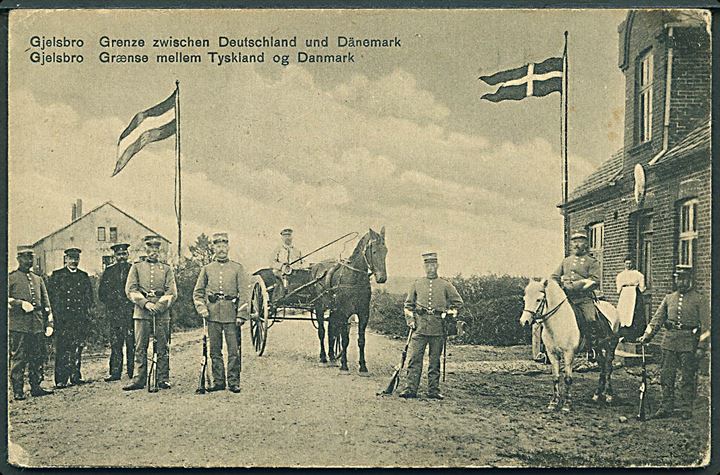 Gjelsbro, dansk-tyske grænse med grænsevagter. W. Schützsack u/no. Kvalitet 7