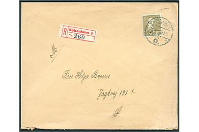 45 øre Chr. X single på lokalt anbefalet brev i København d. 16.4.1949.