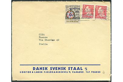 30 øre Fr. IX i parstykke og Julemærke 1962 på brev fra København d. 19.12.1962 til Faenza, Italien.