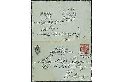 10 øre Soldater-korrespondancekort fra soldat i Holbæk d. 26.10.1916 til menig ved 6. Batl. 3. Komp. i Esbjerg. Indvendigt stemplet: 5' Artilleriafdeling's 3' Batteri / Holbæk, den