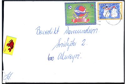 30 kr. Jule udg. og Fredsmærke 1995 på brev fra Reykjavik d. 17.12.1995 til Akureyri.