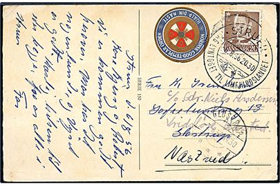 20 øre Fr. IX på brevkort med Nordisk Good-Templar Orden mærkat fra Struer d. 6.8.1956 til Glostrup - eftersendt til Næstved.