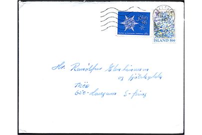 8 kr. og Odd Fellow Julemærke 1985 på brev fra Keflavik d. 18.12.1985.