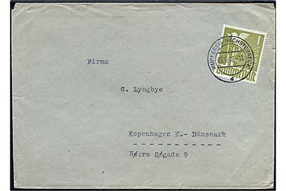 1 mk. single på brev fra Wuppertal-Nächsterbeck d. 9.6.1948 til København, Danmark.