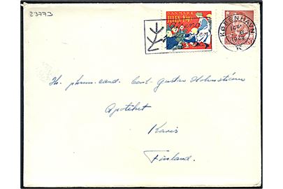 20 øre Fr. IX og Julemærke 1949 på brev fra København d. 19.12.1949 til Karis, Finland.