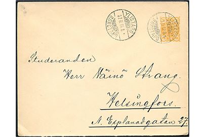 20 pen. helsagskuvert annulleret med 2-sproget stempel Ylistaro d. 27.2.1900 til Helsingfors.