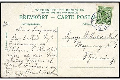 5 øre Chr. X på brevkort annulleret med stjernestempel TVERSTED til Hjørring.