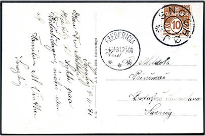 10 øre Bølgelinie på brevkort (Udsigt over Snoghøj og Lillebælt) annulleret med udslebet stjernestempel SNOGHØJ og sidestemplet brotype IIId Fredericia *** d. 4.11.1931 til Bodafors, Sverige.