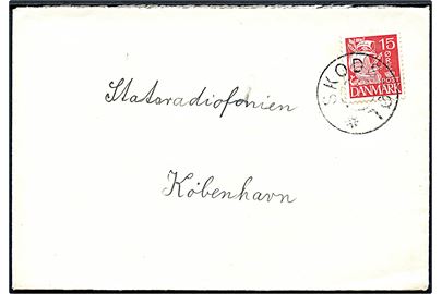 15 øre Karavel på brev annulleret med udslebet stjernestempel SKODSBØL i 1930'erne til København.