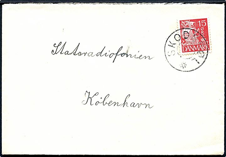 15 øre Karavel på brev annulleret med udslebet stjernestempel SKODSBØL i 1930'erne til København.
