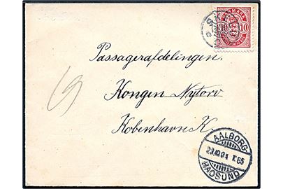 10 øre Våben på brev annulleret med stjernestempel SKELUND og sidestemplet bureau Aalborg - Hadsund T.65 d. 23.10.1904 til Kjøbenhavn.