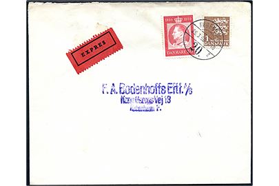30 øre Fr. IX 60 år og 1 kr. Rigsvåben på ekspres lokalbrev i København d. 29.3.1960.