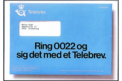 Telebrev. Reklamefolder fra Postvæsenet for det nye produkt Telebrev ca. 1986.