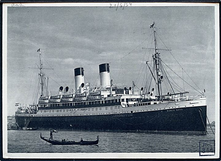 10 pfg. Hindenburg på brevkort (M/S Monte Rosa) annulleret med skibsstempel Deutsche Schiffspost Hamburg Süd Hamburg - Südamerika / Monte Rosa H.S. D.G. d. 21.6.1934 til Berlin.