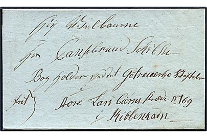 1829. Francobrev påskrevet Frit med indhold dateret i Gal(d)ten d. 13.2.1829 til Kiøbenhavn. Fuldt indhold.