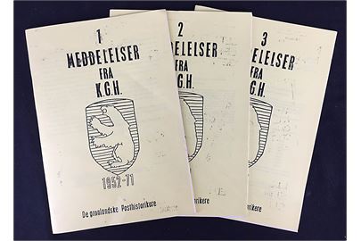 Meddelelser fra K.G.H. 1952-1971, 3 kildehæfter med postale meddelelser 29+29+29 sider. De grønlandske Posthistorikere.