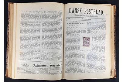 Dansk Postblad 1903-1905, medlemsblad for Dansk Postforening 5.+6.+7. årgang. Indbundet 228+310+278 sider. Bl.a. med indsat Julemærke 1904 og 1905. 