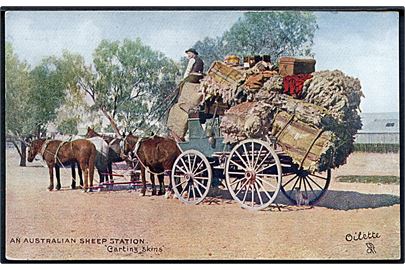 4 kort An Australien Sheep Station. Raphael Tuck & Sons Oilette serie I, no. 9345. 