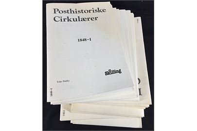 Posthistoriske Cirkulærer 1848-1868. I alt 26 hæfter (komplet sæt) fra forlaget Skilling.