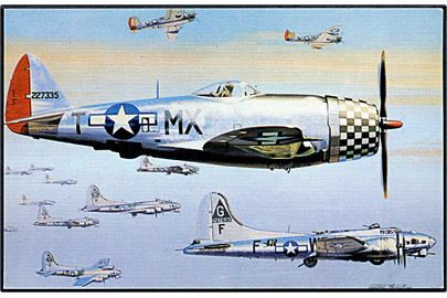 Republic P-47 Thunderbold (42-23335) og Boeing B17 (42-97680) og andre på moderne kort. Uden adresselinier.