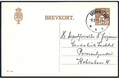 10 øre helsagsbrevkort (fabr. 97-H) annulleret med brotype IIIb Dronninglund d. 8.9.1930 til København.