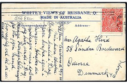 2d George V på brevkort fra sømand ombord på M/S Peru i Brisbane d. 25.7.1923 til Odense, Danmark.