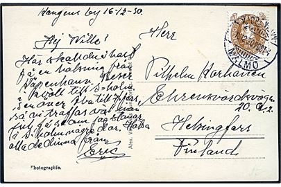 10 øre Chr. X 60 års udg. på brevkort (København, Thorvaldsens Museum med sporvogn linie 19 annulleret med sejlende bureaustempel brotype If Kjøbenhavn - Malmø Post4 d. 16.12.1930 til Helsingfors, Finland. 