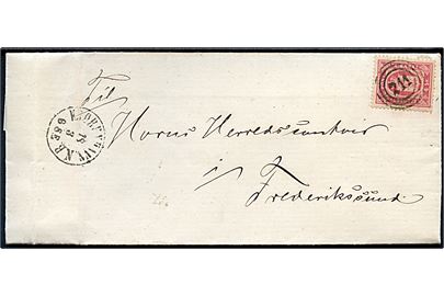 4 sk. Tjenestemærke på brev fra Kjøbenhavns Amts Nordre Birk annulleret med nr.stempel 211 og sidestemplet antiqua Kjøbenhavn N.B. d. 18.3.1873 til Frederikssund.
