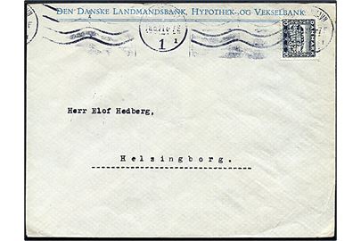 20 øre Genforening med perfin LB på fortrykt kuvert fra Den danske Landmandsbank i Kjøbenhavn d. 28.5.1921 til Helsingborg, Sverige.