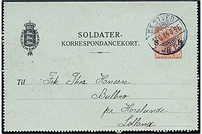 10 øre Chr. X Soldater-Korrespondancekort fra dragon ved 1ste Eskadron i Næstved d. 17.9.1914 til Horslunde.