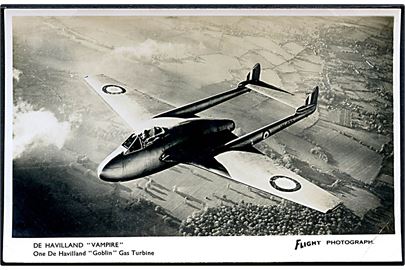 De Haviland Vampire jetmaskine fra Royal Air Force. Flight u/no.