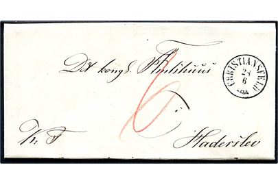 1861. Ufrankeret tjenestebrev med indhold dateret Tyrstrup Præstegaard med antiqua Christiansfeld d. 28.6.1861 til Haderslev. Påskrevet 6 sk. porto.