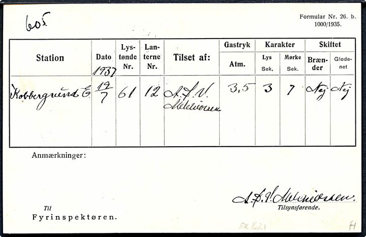 10 øre helsagsbrevkort (fabr. 113) annulleret med udslebet stjernestempel ØSTERBY og sidestemplet Frederikshavn d. 20.7.1937 til Fyrinspektøren på Fyrinspektionsskibet Argus via Købmagergades Postkontor i København.