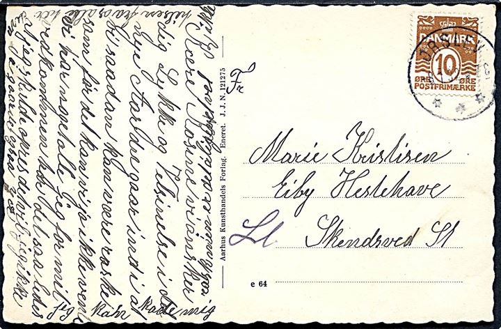 10 øre Bølgelinie på brevkort annulleret med brotype IIIb Ørslev d. 8.1.1932 til Lille Skensved.