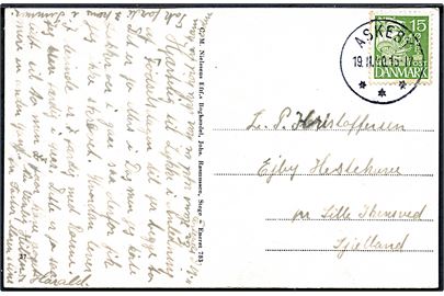 15 øre Karavel på brevkort annulleret med brotype IIIc Askeby d. 19.11.1940 til Lille Skensved.
