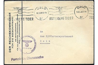 Ufrankeret tjenestebrev fra Der Reichskommissar für die Seeschiffsfahrt sendt lokalt i Oslo d. 18.2.1944. 