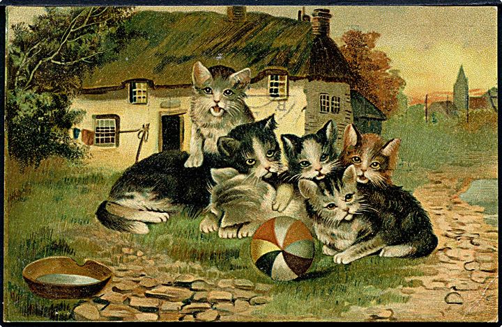Reklamekort fra Hoffmann's Stärkefabriken med katte. U/no. 
