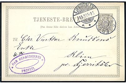 3 øre Tjenestebrevkort sendt lokalt annulleret med stjernestempel AGGERSUND sidestemplet Fjerritslev d. 14.5.1904 til Klim pr. Fjerritslev.